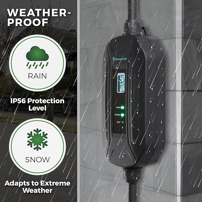 PRIMECOM Level 2 Electric Vehicle (EV) Charger (220V / 240Volt, 16Amp) Portable EVSE Smart Electric Car Charger, 30', 40', and 50 Feet Lengths (NEMA 14-50P, 50 Feet)