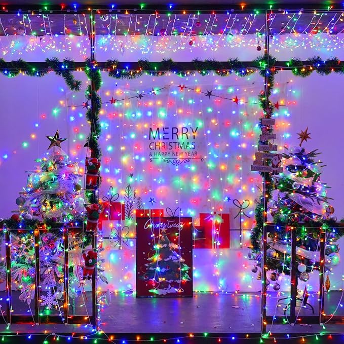 YEGUO 165ft 500 LED Christmas Lights Outdoor Waterproof, Clear Wire String Lights Indoor Plug in, 8 Modes Twinkle Tree Light Multicolor