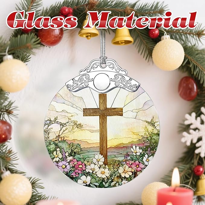 Stained Glass Ornament, Cross Christmas Decorations, Christmas Ornaments for Tree, Holiday Ornament, Cross Gifts, Holiday Party Gifts, Gift Ideas & Xmas Gift