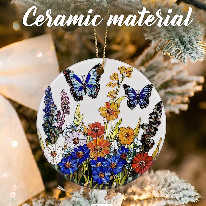 Wildflower Butterfly Ornament, Christmas Ornaments: Christmas Tree Decorations, Holiday Decor, Stocking Stuffers, Gift Ideas, Xmas Gift, Butterfly Lover Gifts & Gifts for Nature Lover