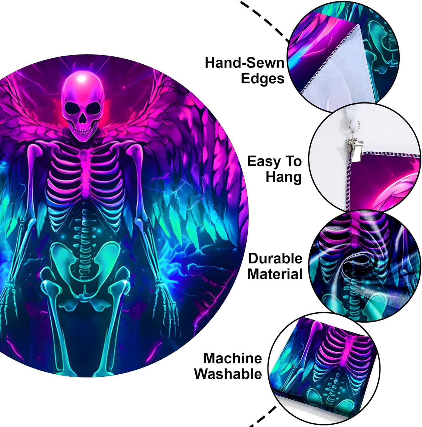 Blacklight Tapestry,WingTapestry Glow In The Dark,UV Reactive Black Light Upright Posters Wall Hanging for Bedroom Dorm Living Room Backdrop Decor (wing13, 59L" x 51W")