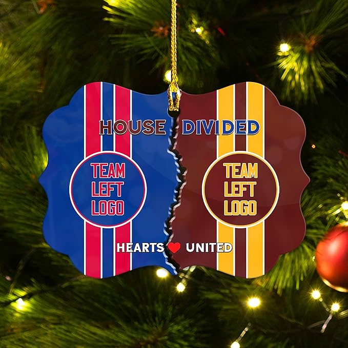 House Divided Aluminum Ornament 2025 - Customized Team Logo Ornament - Football Ornaments Decoration - Sports Personalized Ornaments - Xmas Tree Decor - Gift for Sport Lover