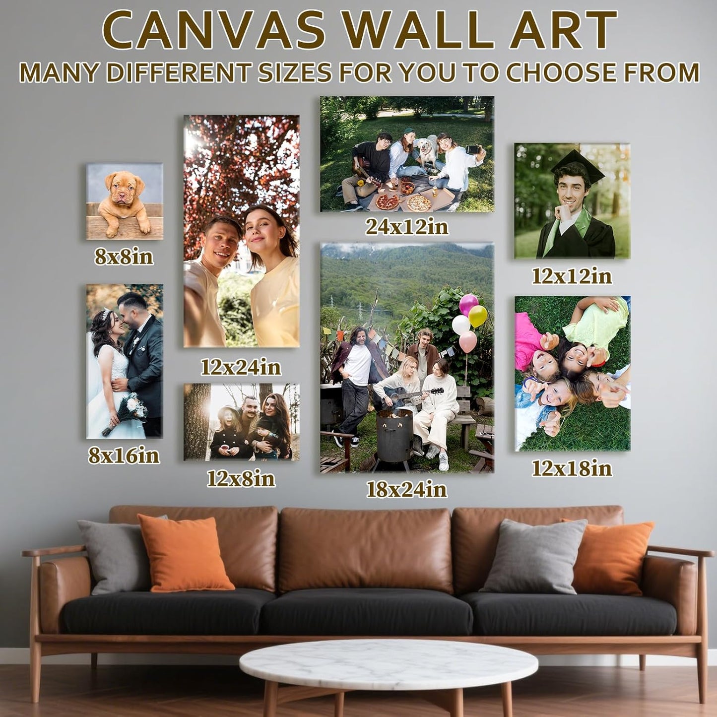 Custom Canvas Prints with Your Photos - Personalized Pictures Print, Customized Photo Gifts, Wall Art Poster Canvas Printing for Wedding, Family, Baby, Pets, Home Office Decor, Wrapped Frame 28x20