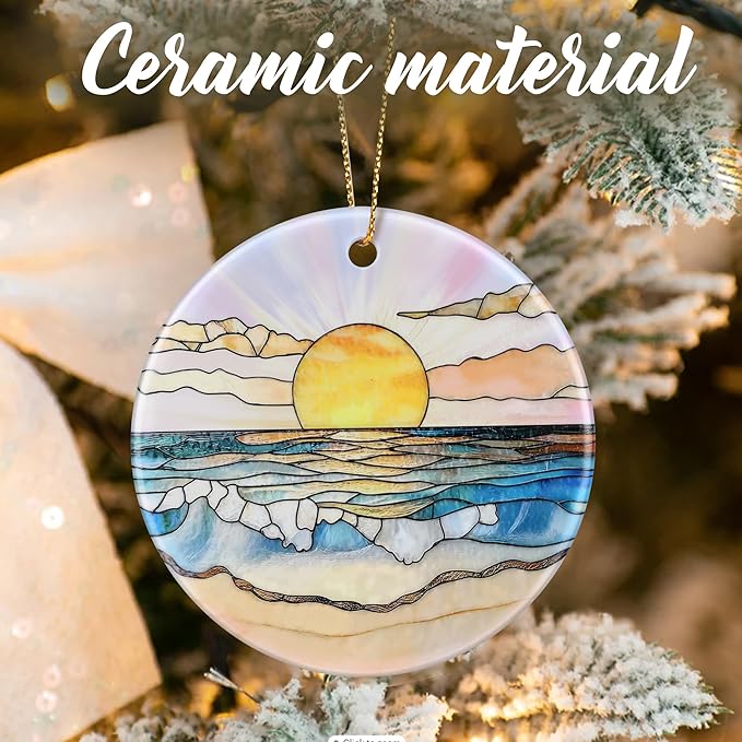 Beach Sunset Ornament, Christmas Ornaments: Christmas Tree Decorations, Holiday Decor, Stocking Stuffers, Gift Ideas, Xmas Gift, Summer Vibes Gifts & Gifts for Beach Lover