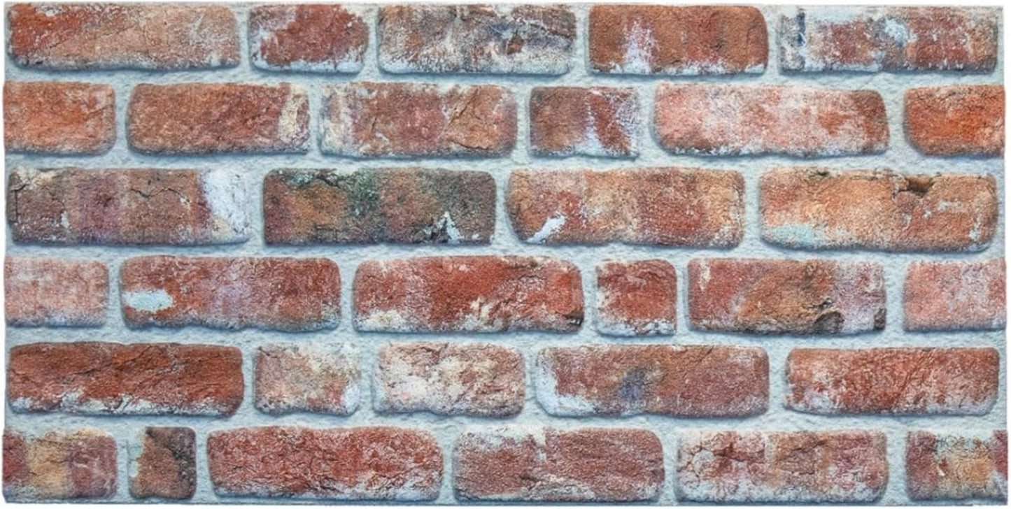 Dundee Deco 3D Wall Panels Faux Brick - Cladding, Red Brown Stone Look Wall Paneling, Styrofoam Facing for Living Room, Kitchen, Bathroom, Balcony, Bedroom, Set of 5, Covers 27 sq ft