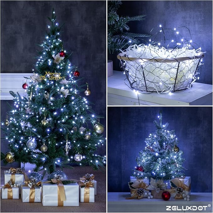 Fairy Lights Plug in,100FT 300LEDs Waterproof Led String Lights,8 Modes Remote Twinkle Light for Outdoor Indoor Christmas Wedding Birthday Garden Party Decorations,Green Wire,Cool White