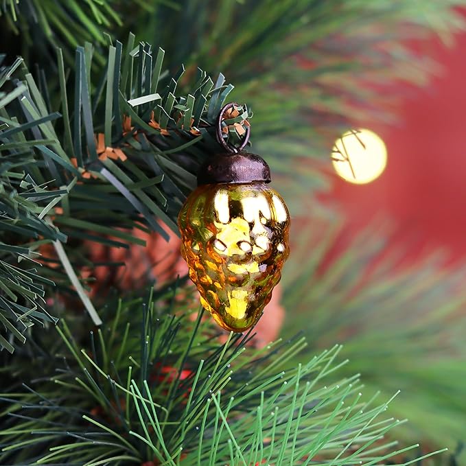 IndianShelf 300 Pieces Gold & Purple Glass Vintage Christmas Ornaments Mini Bulk Decorative Ornaments for Halloween, Christmas Tree, New Year, Valentine Day, Holidays, Event & Wedding(25 * 12 Boxes)