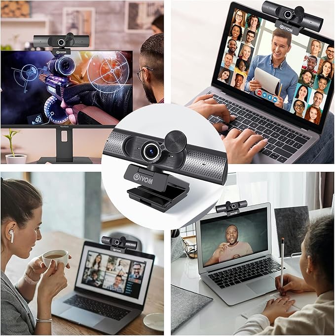 Webcam with Microphone and Speaker, 1080P Web Camera for Desktop Computer Laptop, USB Camera with Physical Privacy Cover,Plug and Play, Streaming Webcam, Wide Angle PC Cam (1080p mic Speaker)