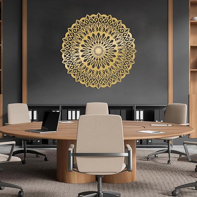 EANHIPE Metal Mandala Wall Art, Mandala Metal Wall Decor, Flower Of Life Wall Decor, Lotus Flower Wall Art, Buddhist Lotus Wall Hanging, Meditation Decoration, Yoga Room (Gold, 31"x31"/80x80cm)