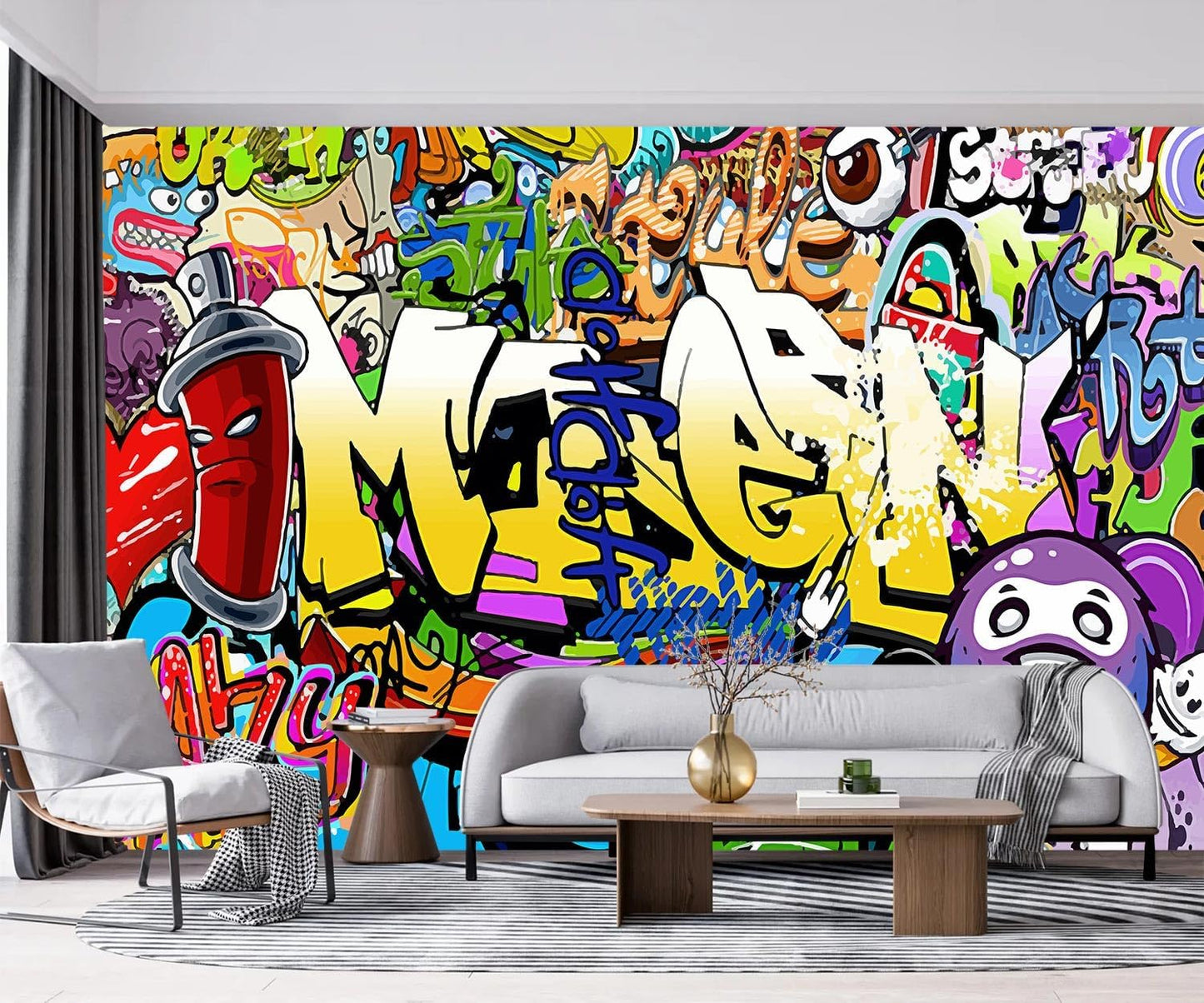 -Nursery Color Graffiti Abstract Letters Bedroom Wallpaper XT16 M 140" x 91"