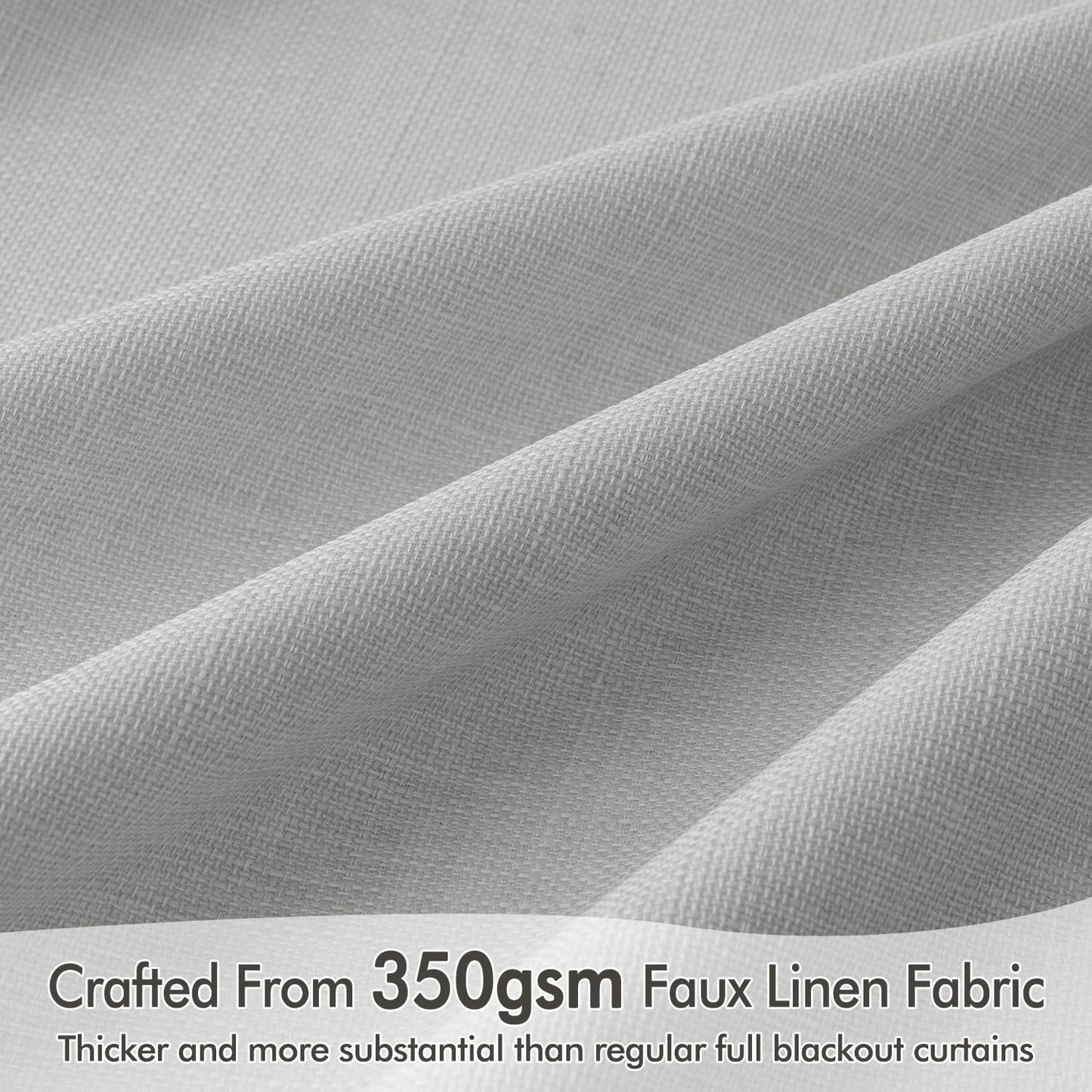 MIULEE 100% Blackout Curtains 108 Inch Long 2 Panels Set for Bedroom, Thick Luxury Faux Linen Black Out Curtain Room Darkening Back Tab Pleat Window Textured Drapes with Hooks for Living Room, Grey