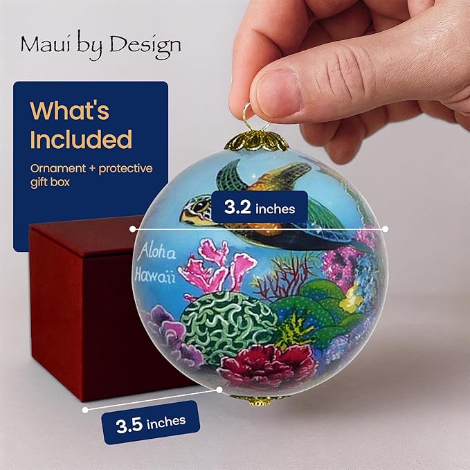Collectible Hawaiian Christmas Ornament: Corals and Sea Turtles CW/H