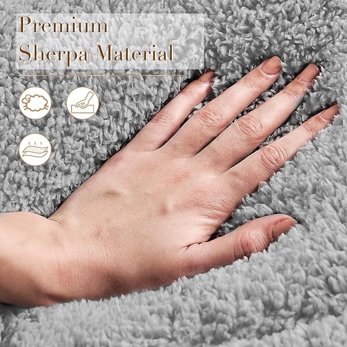 Cymula Mattress Topper Full Size, Soft Sherpa Mattress Pad for Back Pain Sleeper Extra Thick Luxury Plush Mattress Cover, Pillow Top Futon Protector with 8-21" Deep Pocket, Grey