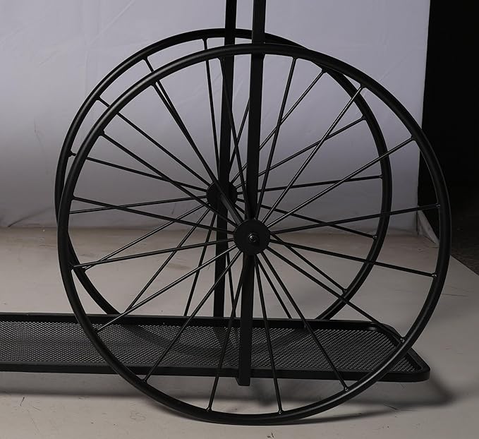 Topower Industrial Style Double Layer Iron Cart Wooden Desktop Center Table, Farmhouse Coffee Table with Wheels for Living Room, Entryway, Coffee Shop, Black