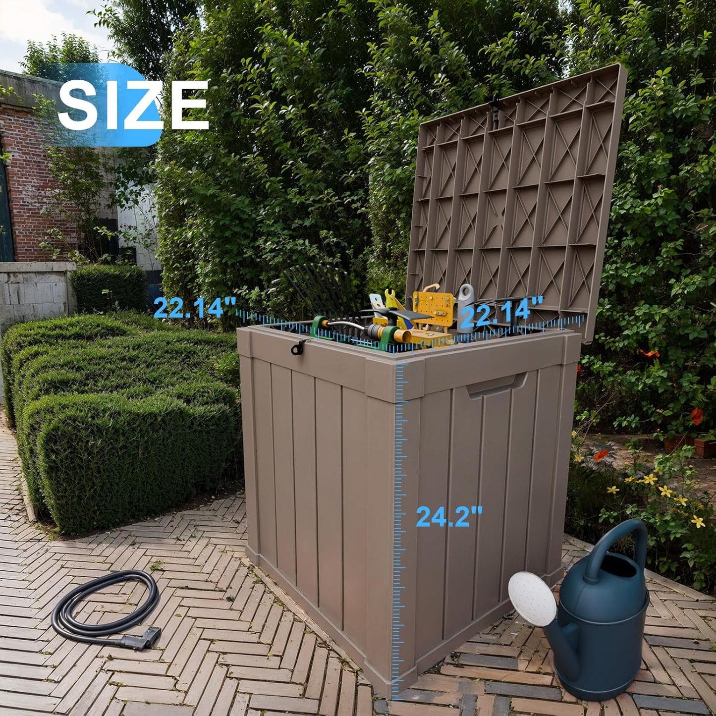 Vixzen 50 Gallon Resin Deck Box, Lockable Outdoor Storage Box for Patio Cushions Storage Furniture,Garden Tools, Pool Supplies, Weatherproof and UV Resistant- Grey