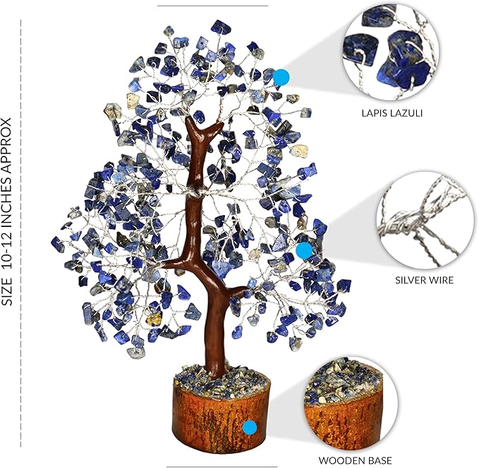 PYOR Lapis Lazuli, Crystal Tree, Stones and Crystals, Reiki Gifts, Positive Energy Crystals, Blue Office Decor, House Warming Gifts, Lapis Lazuli Crystal Stone Tree, Feng Shui, Office Desk Decor