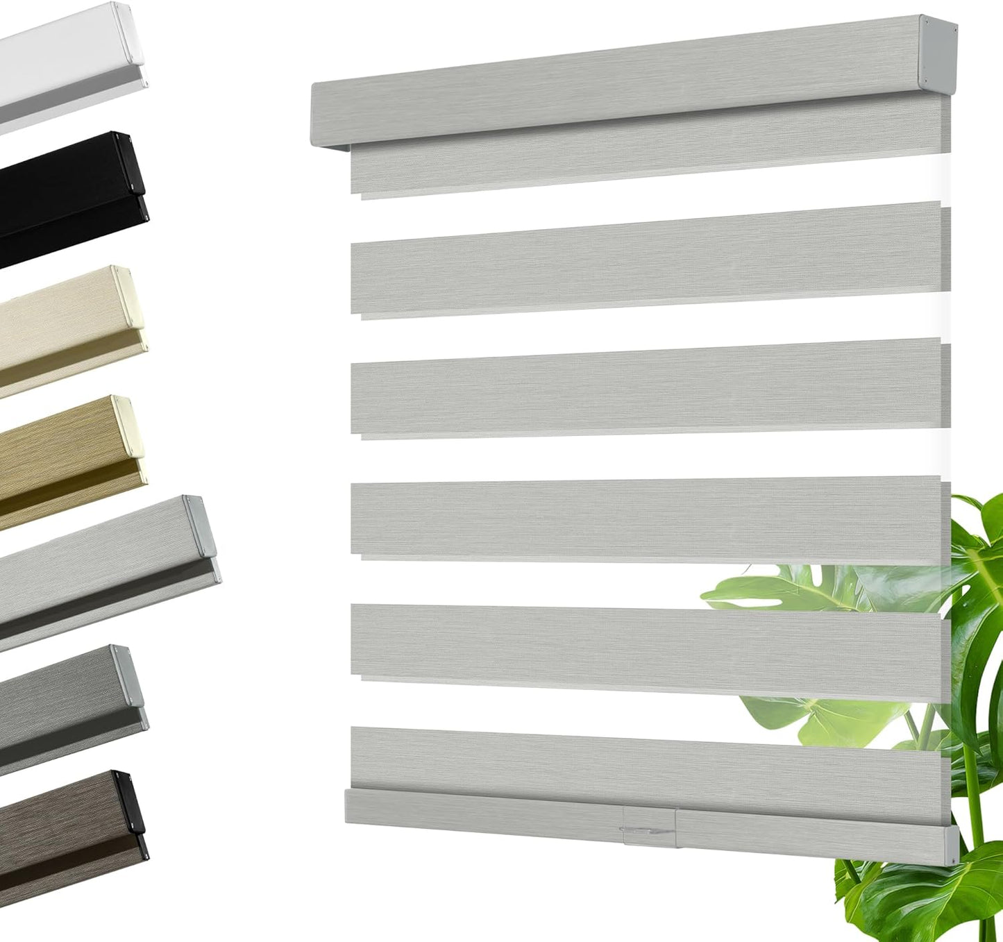 Cordless Zebra Blinds for Windows, Blackout Interior Blinds,Easy to Install,UV Protection,for Offices and Home,Custom Roller Shades, Mousse Light Grey,54" W x 80" H