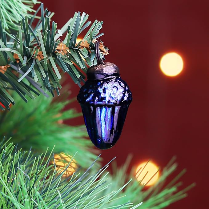 IndianShelf 200 Pieces Silver & Blue Glass Vintage Christmas Ornaments Mini Bulk Decorative Ornaments for Halloween, Christmas Tree, New Year, Valentine Day, Holidays, Event & Wedding(25 * 8 Boxes)