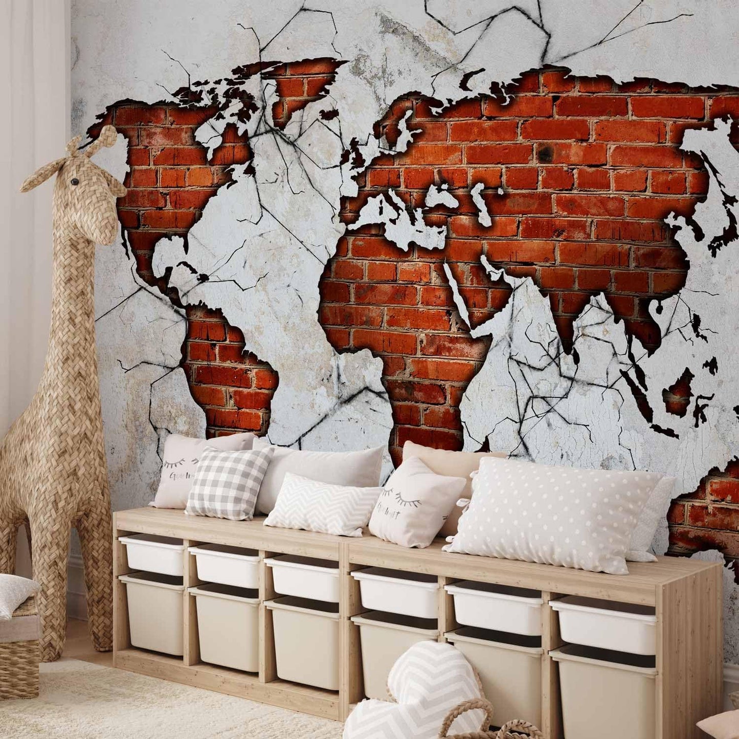 artgeist Wall Mural World Map 193x138 in - XXL Peel and Stick Self-Adhesive Wallpaper Removable Large Sticker Foil Wall Decor Print Picture Image Design Map of The World k-A-0495-a-a