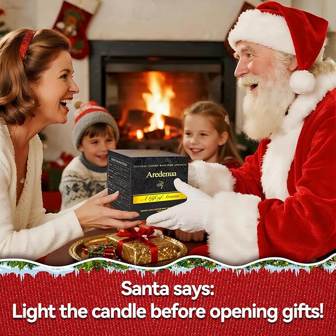 Christmas Candles | Christmas Fireplace Candles - Holiday Scented Candles for Home, Winter Holiday Gifts - 7 oz Soy Candle, Xmas Gift for Women and Men