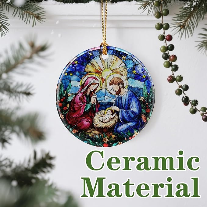 Nativity Scene Ornament: Christmas Ornaments, Religious Christmas Decorations for Tree, Catholic Ornament & Christian Holiday Decor | Religious Gifts, Christian Gifts - Design D