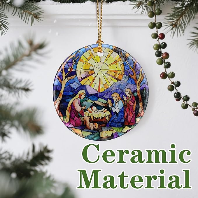 Nativity Scene Ornament: Christmas Ornaments, Religious Christmas Decorations for Tree, Catholic Ornament & Christian Holiday Decor | Religious Gifts, Christian Gifts - Design B