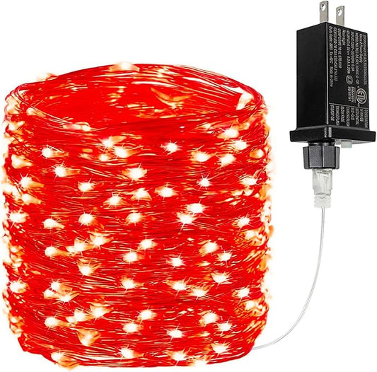 66Ft 200LED Christmas Fairy Lights Plug in, Waterproof String Lights Outdoor & Indoor 8 Modes with Timer Bedroom Decor, Twinkle Lights for Girl's Room Garden Party Christmas Decorations (Red)