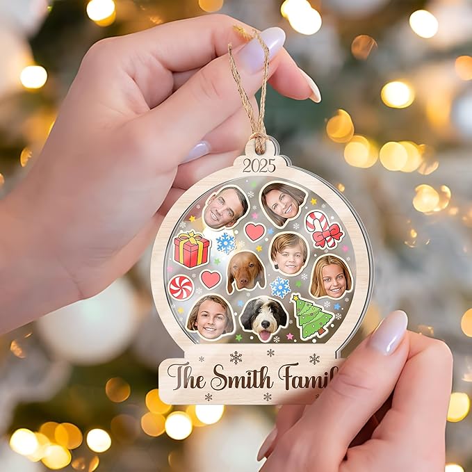Personalized Family Christmas Ornament 2025 - Snow Globe Customized Shaker Ornaments - Custom Family Hanging Ornament - Xmas Tree Hanging Decor - Gifts for Christmas
