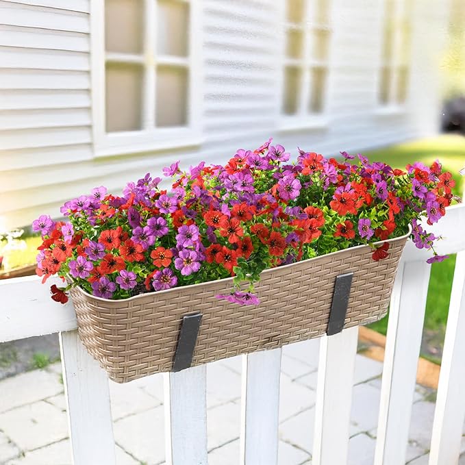 Artificial Flowers for Outdoors, 12 Bundles Multicolor Silk Fake Flower for Spring Summer Decoration, UV Resistant No Fade Artificial Outdoor Plants for Home Planter Porch Patio Yard Decor