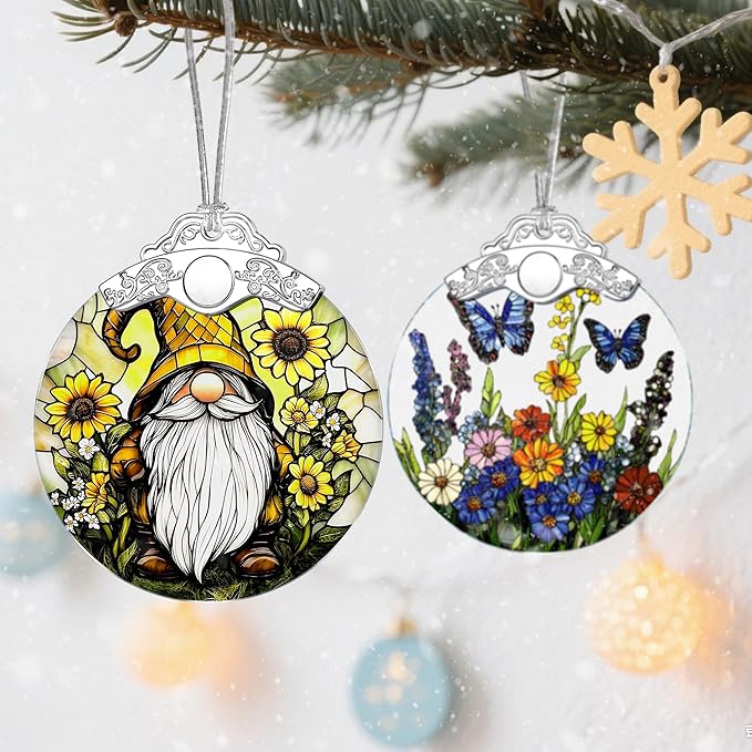 Gnome Ornament, Stained Glass Christmas Decorations, Christmas Ornaments for Tree, Holiday Ornament, Gifts for Gnome Lovers, Holiday Party Gifts, Gift Ideas & Xmas Gift