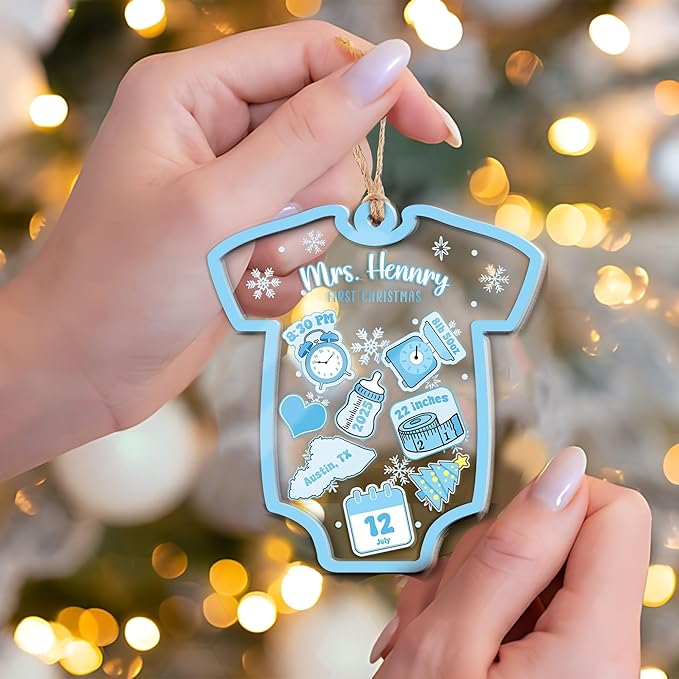 Personalized Baby's First Christmas Ornaments 2025 - Customized Birth Stats Shaker Ornament - Xmas Ornaments - Xmas Tree Decoration - Gifts for Christmas