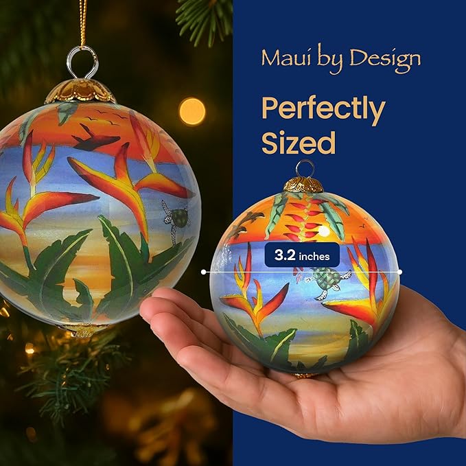 Collectible Hand Painted Maui Sunset Ornament Collectible with Gift Box SUH/M