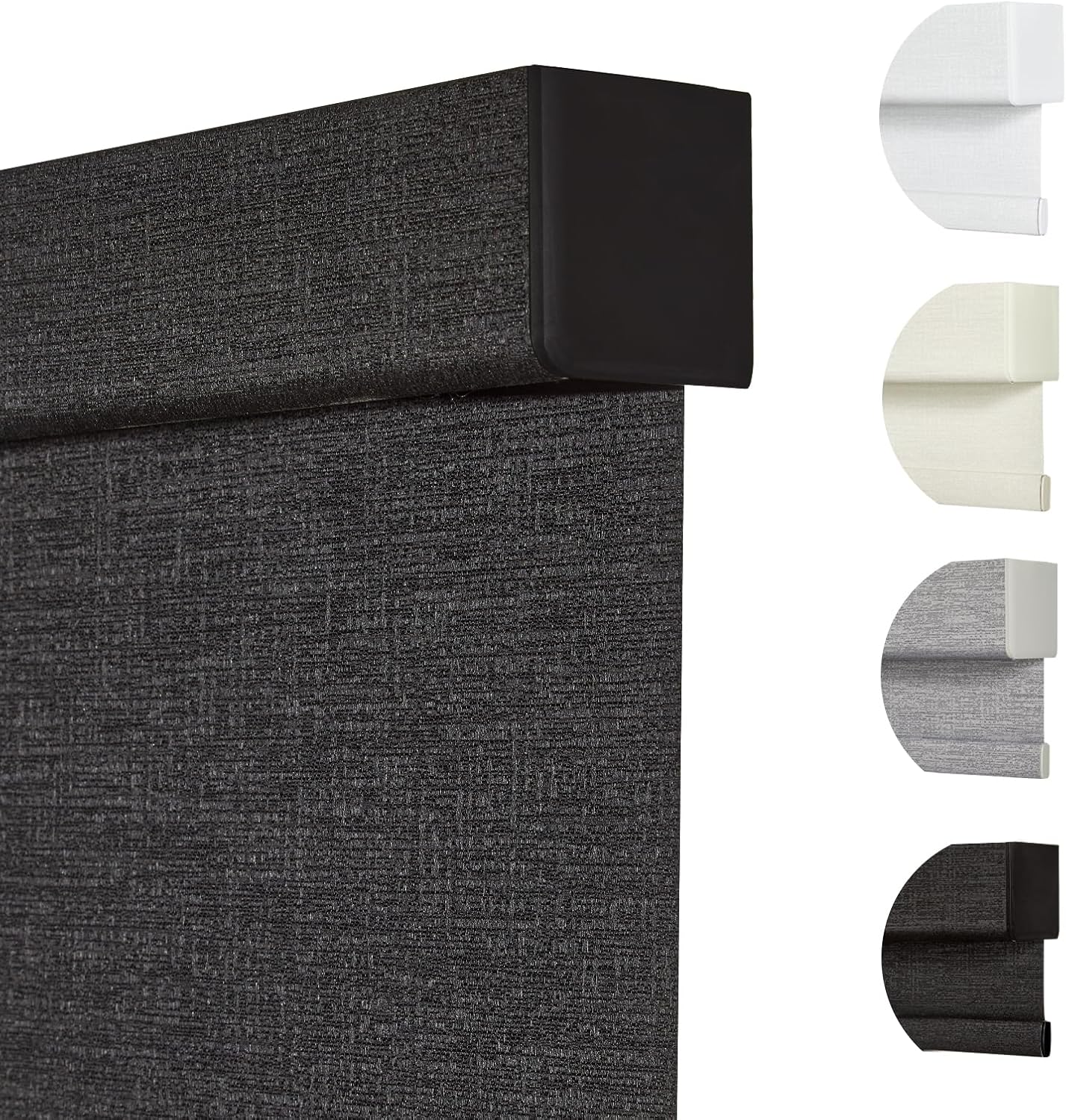 Persilux Free-Stop Cordless Blinds for Indoor Windows with Cover, Window Shades Blackout Roller Blinds, Thermal Insulated Fabric UV Protection for Kitchen, Office, Living Room, Black(36.5" W x 84" H)