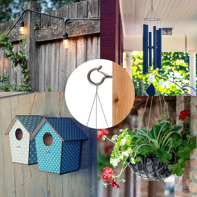 25 PCS Screw-in Hooks for Outdoor String Lights, Q Hangers Hooks Outdoor for Outside, Swivel Hanging Basket Patio Light Hooks with Safe Buckle Screw in Planter Eye Hook for Wall Ceiling, Copper