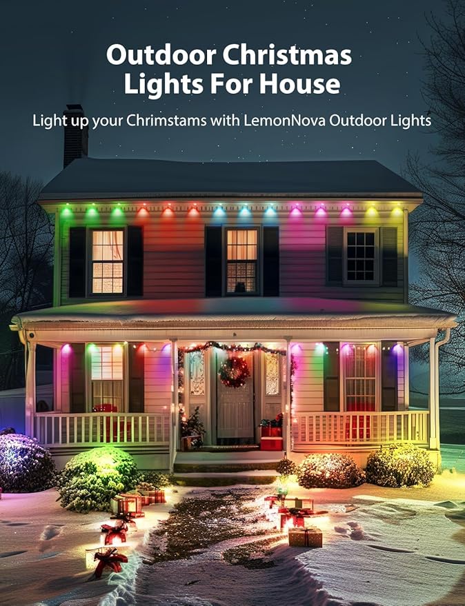 Permanent Outdoor Lights, 100ft with 72 IC+RGB LEDs, IP67 Waterproof Smart LED Eaves Lights with 48 Scene Modes for House Halloween Christmas Decor,Compatible with Alexa, Google Assistant