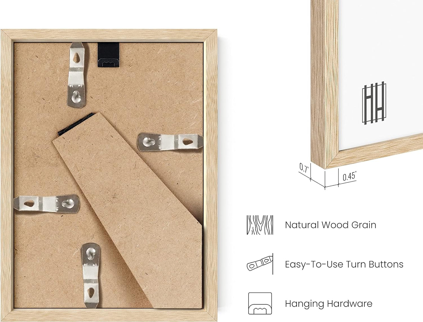 HAUS AND HUES Square Picture Frames 4 x 6 Set of 9 - Photo Gallery Wall Frame Set, Wood 4x6 Frames, 4 x 6 Frames Gallery Wall Set, 4x6 Frame with Mat, Square Frames 4x6 (Beige Oak Frames)