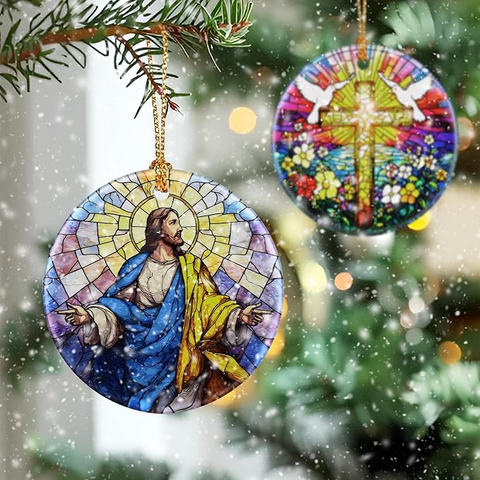 Jesus Christ Ornament: Christmas Ornaments, Religious Christmas Decorations for Tree, Catholic Ornament & Christian Holiday Decor | Religious Gifts, Christian Gifts - Design C