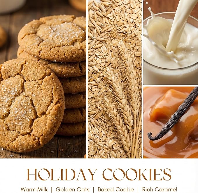 HomeLights 1-Wick Candles for Home Scented - 6.7oz Soy Wax Blend Candle Long-Lasting Fragrance, Rustic Modern Home Decor and Housewarming Gifts, Holiday Cookies