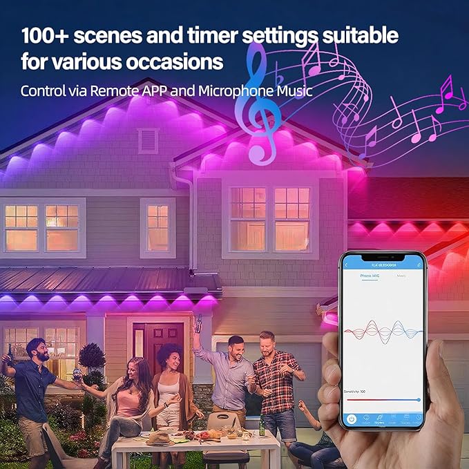 Permanent Outdoor RGB Lights with IP67 Waterproof, Smart RGB, Remote Control, Eaves Lights with App, Daily and Accent Lighting (45ft)