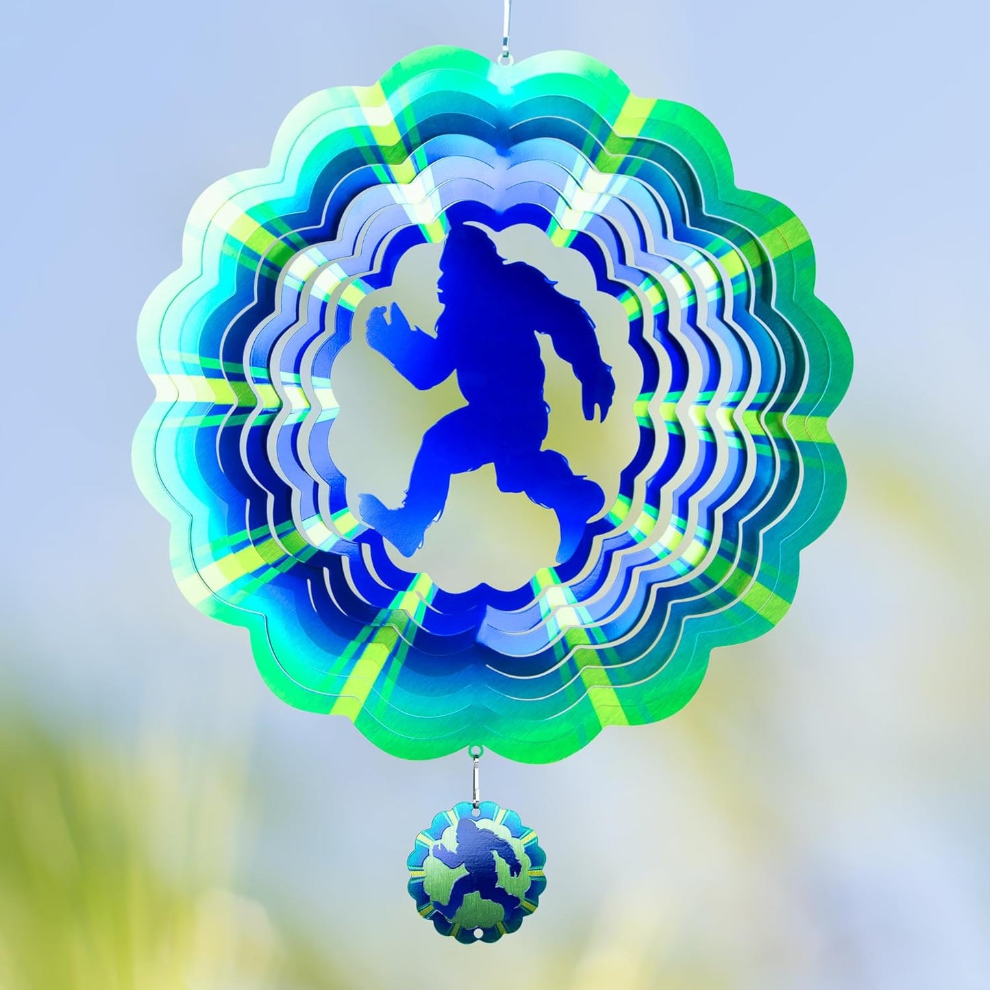 Bigfoot Gifts Sasquatch Yard Decor, for Dad Husband,12 inch Bigfoot 3D Hanging Wind Spinners Outdoor