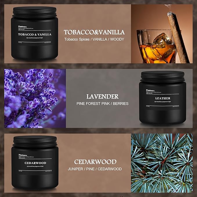 9 Pack Scented Candles Set Gifts for Men,Aromatherapy Candle Set with Scents (Vanilla/Lavender/Cedarwood) - Gift for Dad, Boyfriend, Birthday, Father’s Day, Anniversary，Christmas Gifts