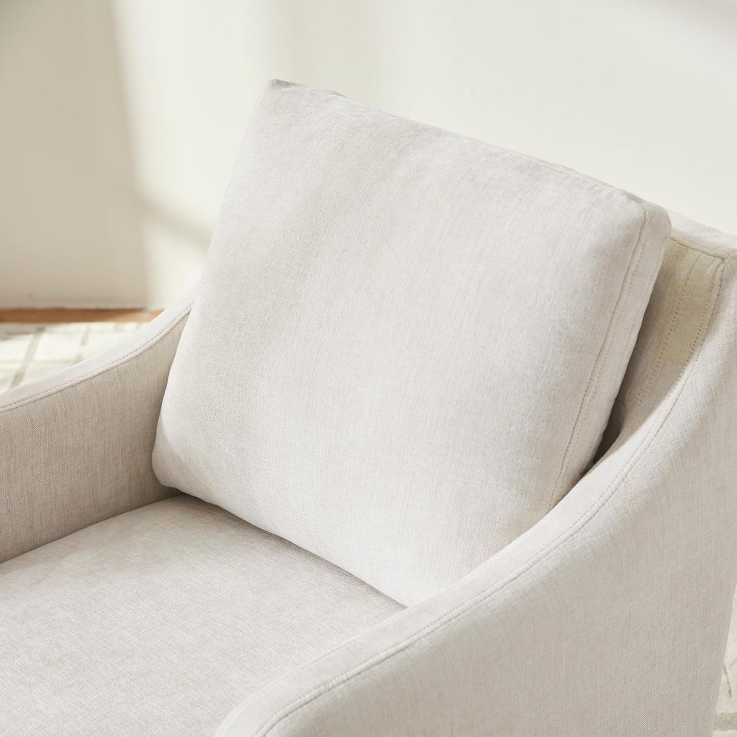VKNOW Upholstered Dining Chairs, Modern Kitchen Chairs Dinner Chairs with 4 Casters, Linen Armchair for Bedroom Reading Room Living Room, Beige
