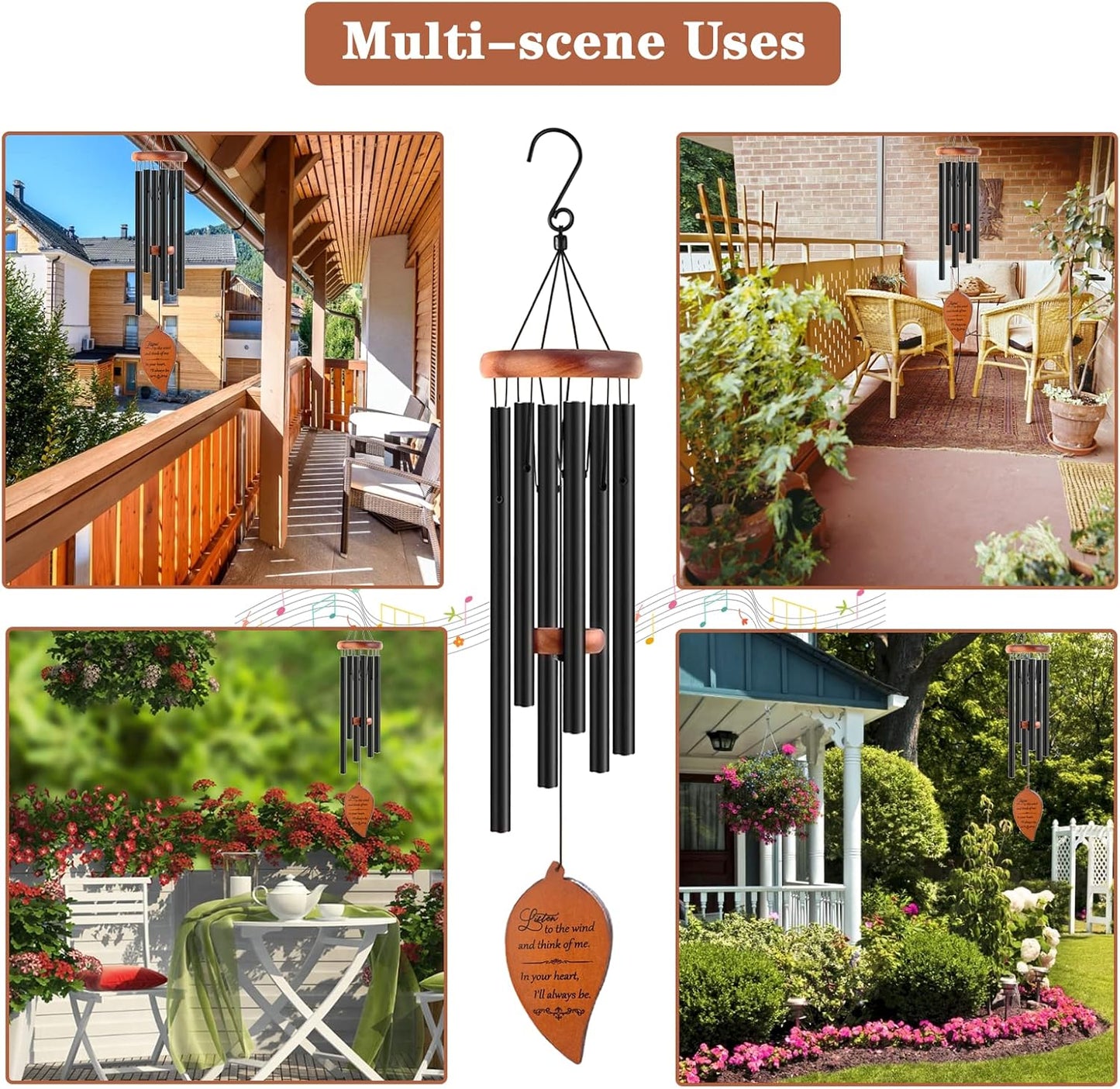 Memorial Sympathy Wind Chimes, Sympathy Gift Baskets in Memory of a Loved One Mother Father for Memorial/Bereavement/Condolence, 30" Wooden