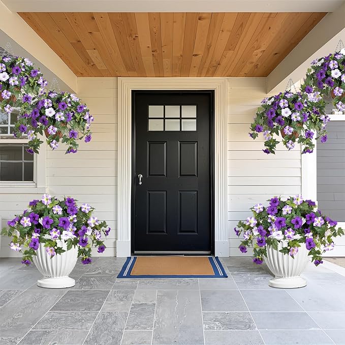 2-Piece Artificial Flowers for Outdoors - uv Resistant Faux Flowers for Outdoor planters with Realistic Leaves - Simple and Warm Home Decor for Living Room or Party (Red)