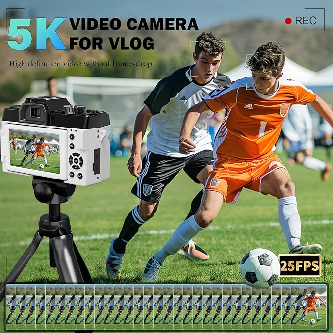 True 5K Digital Cameras for Photography 64MP - 16X Zoom, WiFi, with 64GB TF Card, Wide-Angle & Macro Lens, Autofocus & Anti-Shake, Vlogging Camera for YouTube Travel (White)