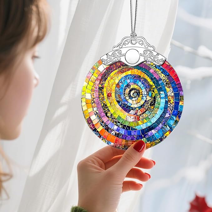 Christmas Ornaments: Stained Glass Ornament, Christmas Tree Ornament, Hanging Ornaments for Home Decor & Xmas Tree Decorations – Exquisite Holiday Decor, Gifts & Holiday Presents - Rainbow Spiral