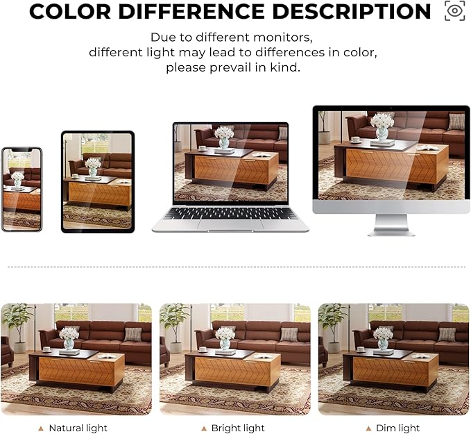 42"- 65" Extendable Coffee Table with Storage, Reversible Wood Coffee Table with 2 Drawers, Two-Tone Large Adjustable Center Table for Living Room, Office (Dark Walnut)
