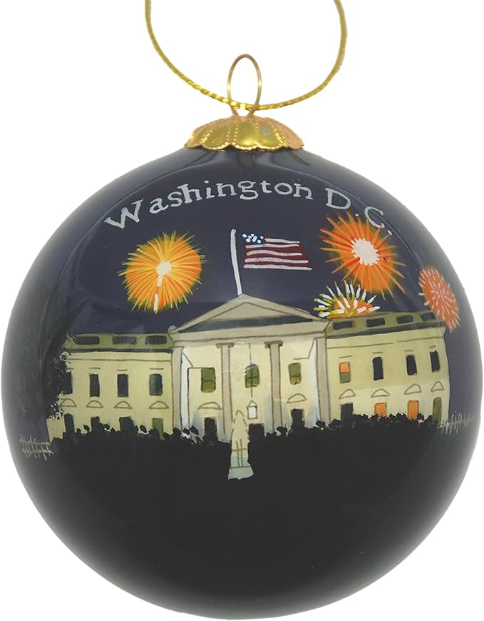 Blown Glass Christmas Ornament | White House Fireworks | Hand Painted Inside | Original Art | Includes Gift Box