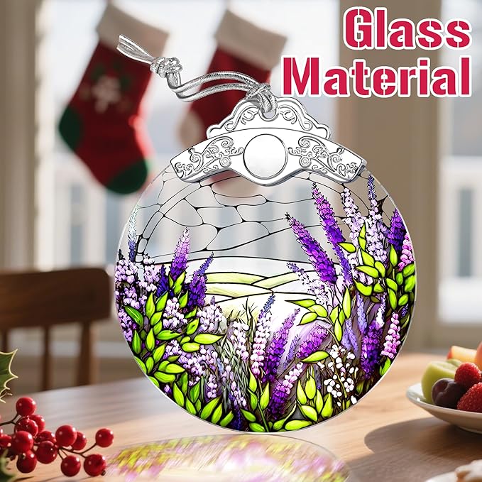 Christmas Ornaments: Stained Glass Ornament, Christmas Tree Ornament, Hanging Ornaments for Home Decor & Xmas Tree Decorations – Exquisite Holiday Decor, Gifts & Holiday Present - Lavender