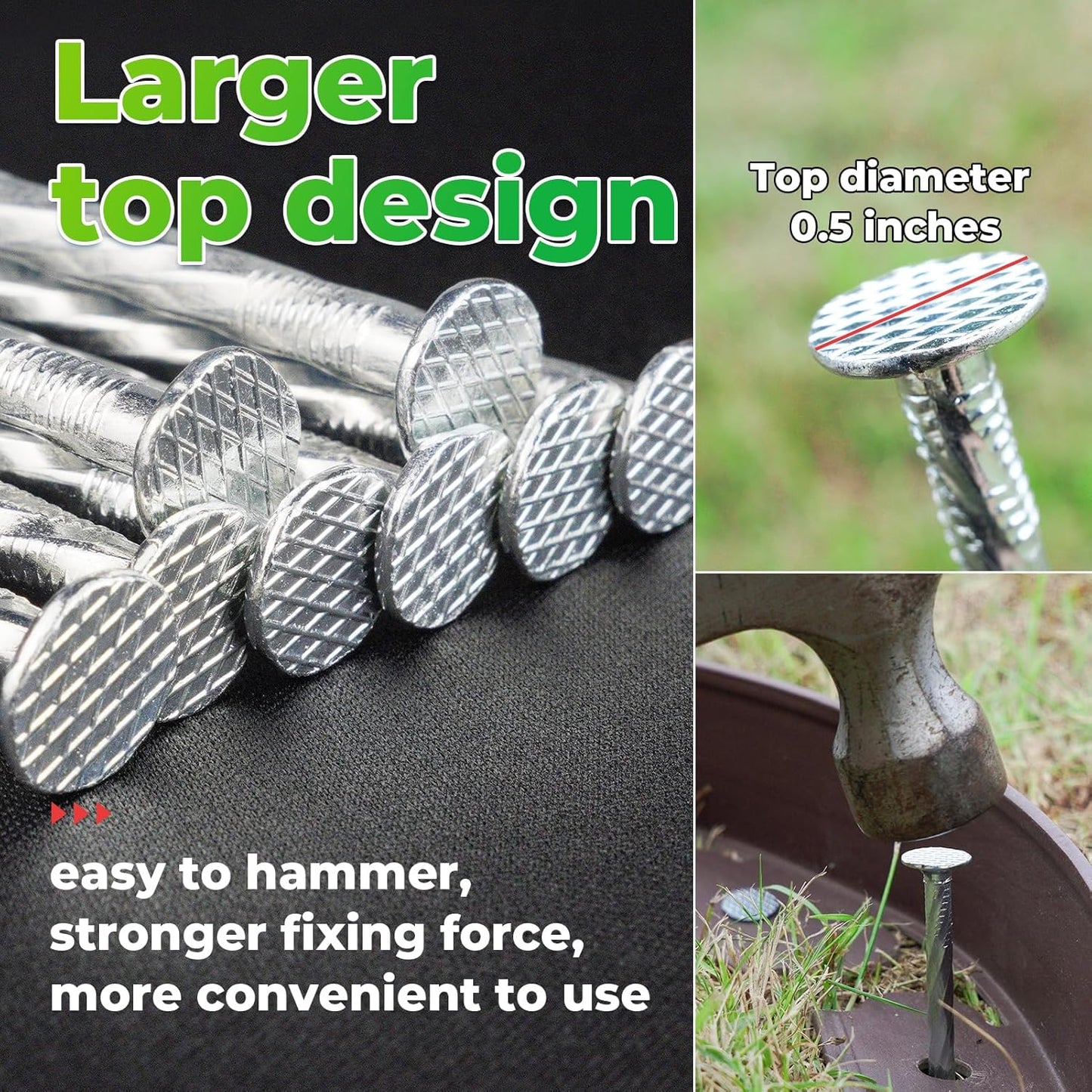 6.3-Inch Galvanized Heavy-Duty Landscape Stakes, (300-Pack) Spiral Metal Turf Spikes for Artificial Grass, Paver Edging, Weed Barrier, Securing Fences and More